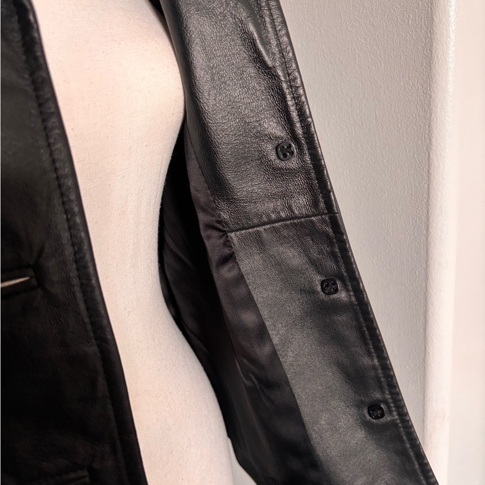Danier Black Leather Jacket Fitted Blazer Style - Picture 3 of 14